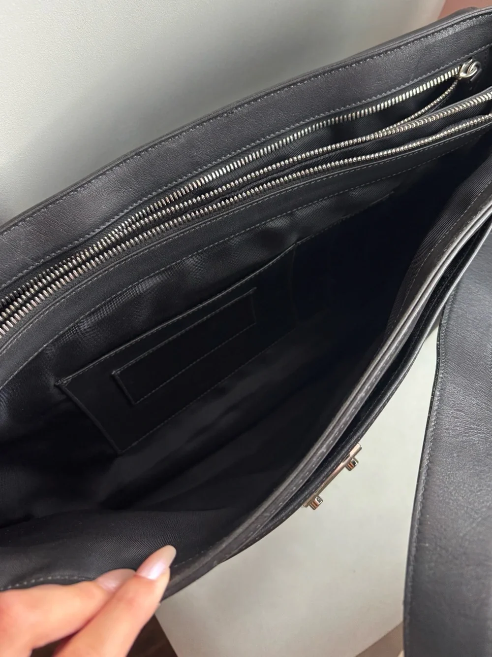 Coach Black Leather briefcase with key lock